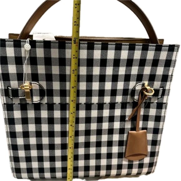 NWT Tory Burch Lee Radziwill Large Gingham Satchel Bag MSRP$1098 - Picture 2 of 9